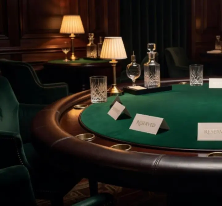Gereserveerde pokertafel met kaarten en chips klaar voor een avond bij Modestitch NL.