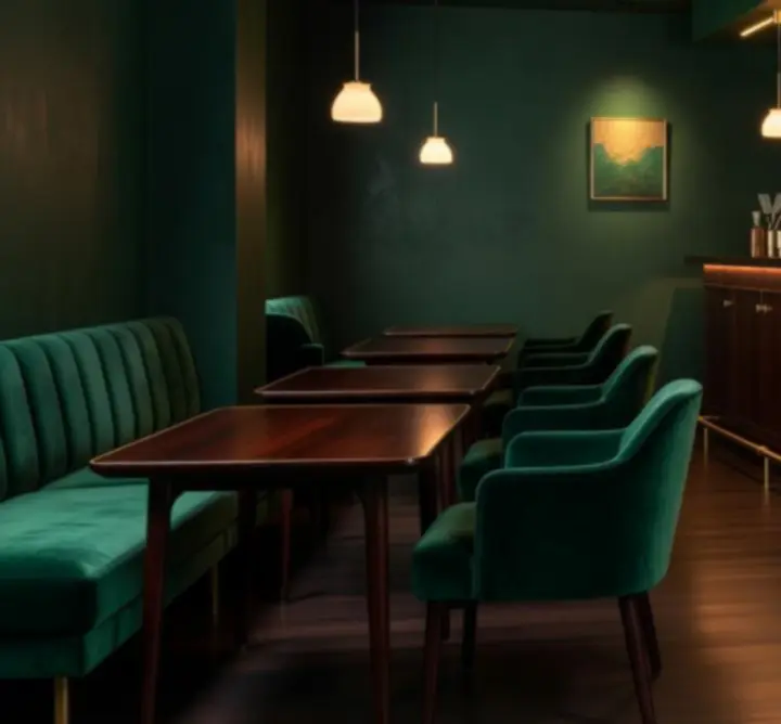 Sfeervol interieur van Modestitch NL met warme verlichting en stijlvolle barsetting.